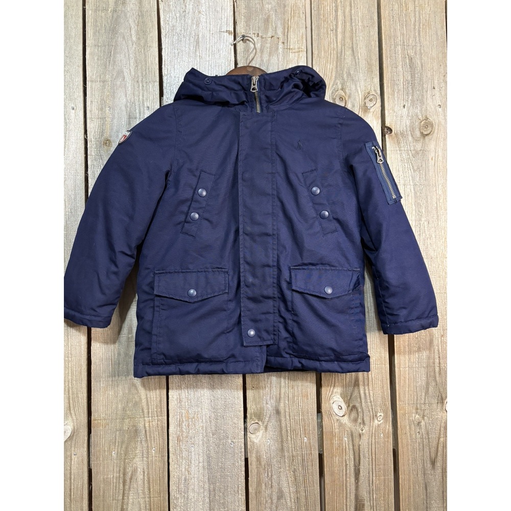 Polo Ralph Lauren Boys Navy Down Parka Winter Coat Hooded Size 5